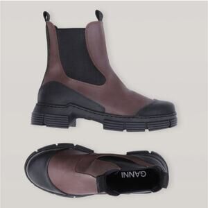 GANNI Recycled Rubber Brown & Black City Boots